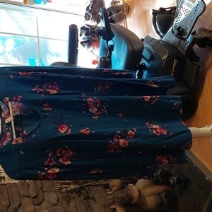Teal blue dress with flowers